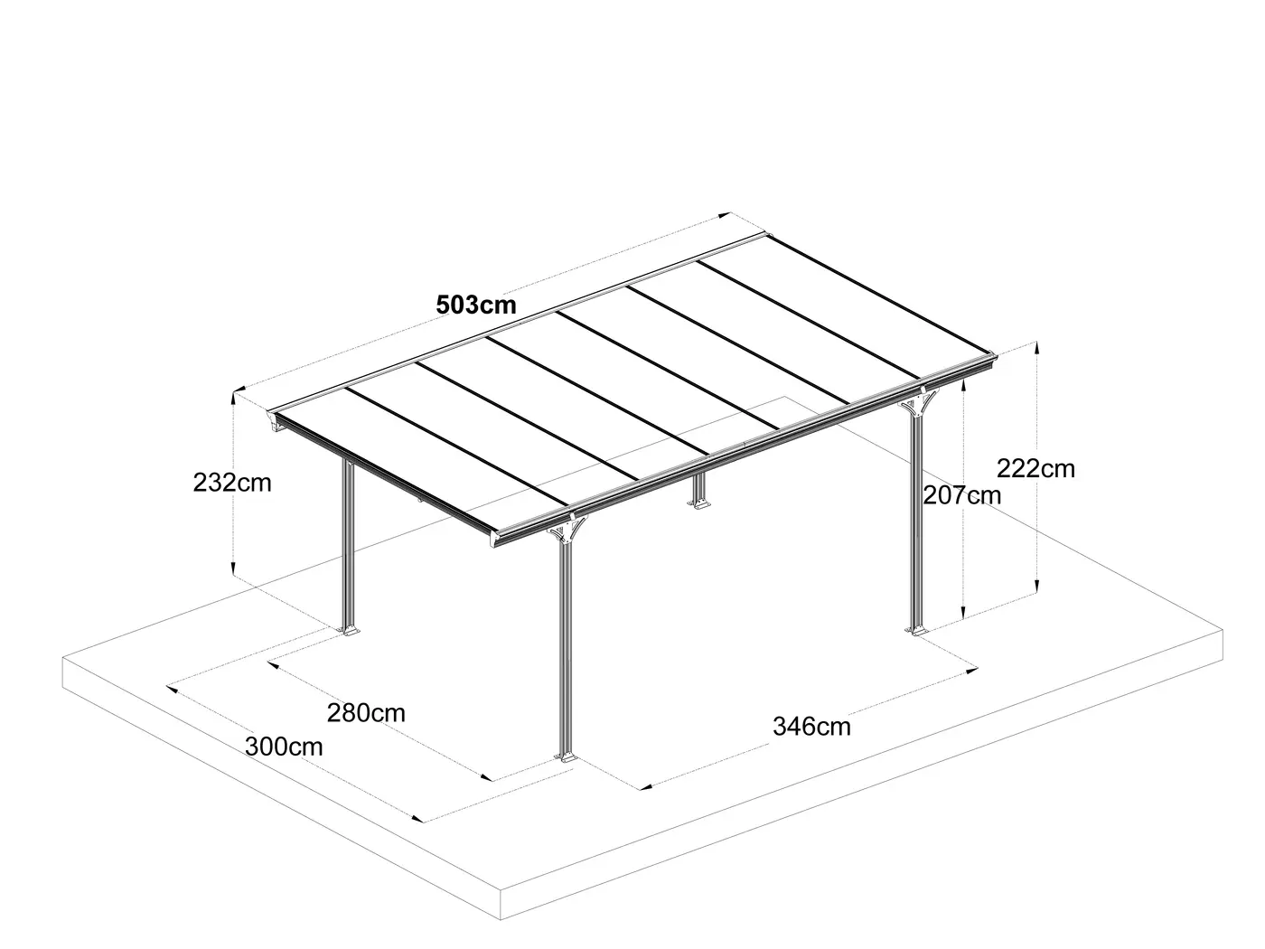 XIMAX Eco Carport official XIMAX dimension drawing