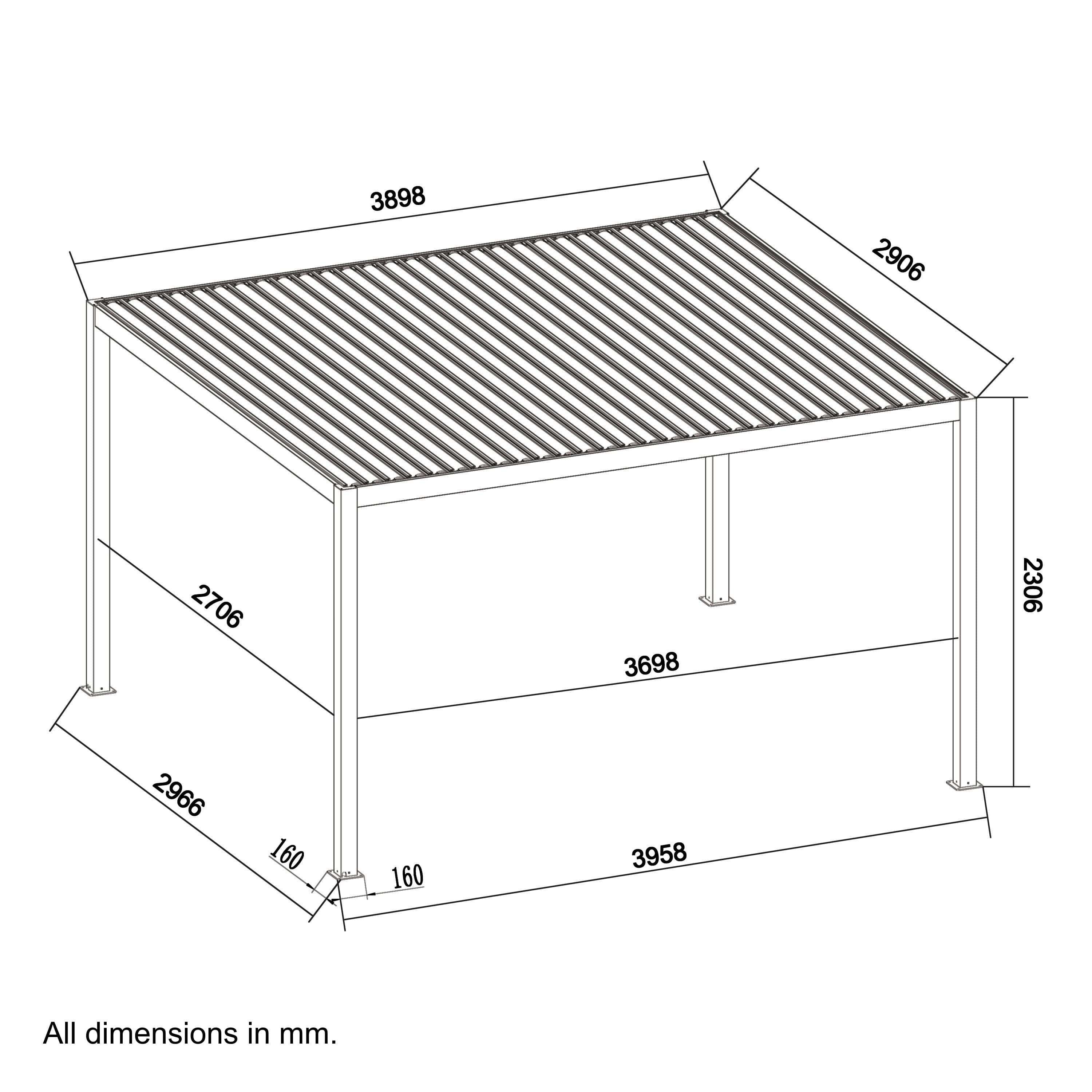 XIMAX Shade Plus 4 × 3 Electric + LED official XIMAX dimension drawing