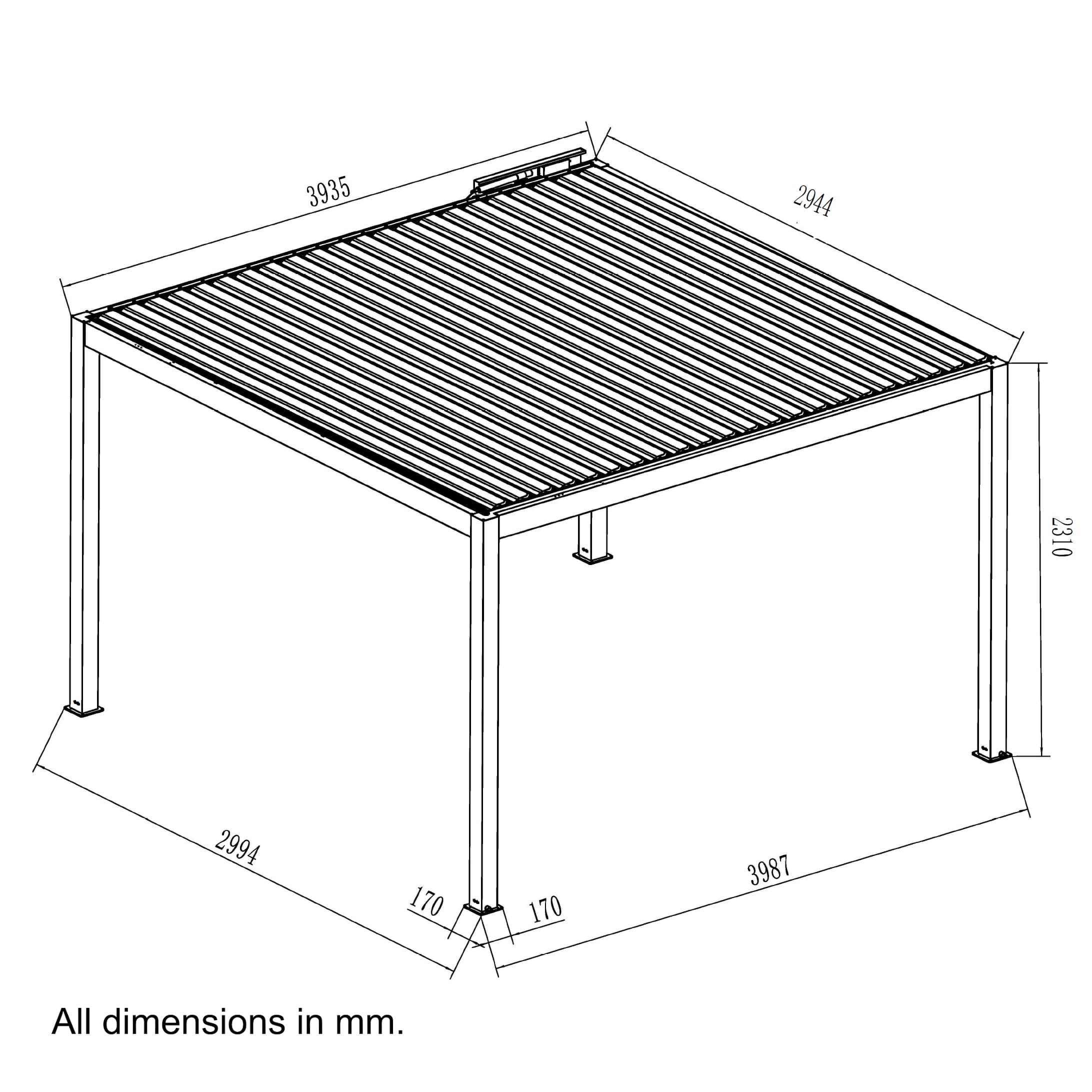 XIMAX Shade Pro 4 × 3 Electric + LED official XIMAX dimension drawing